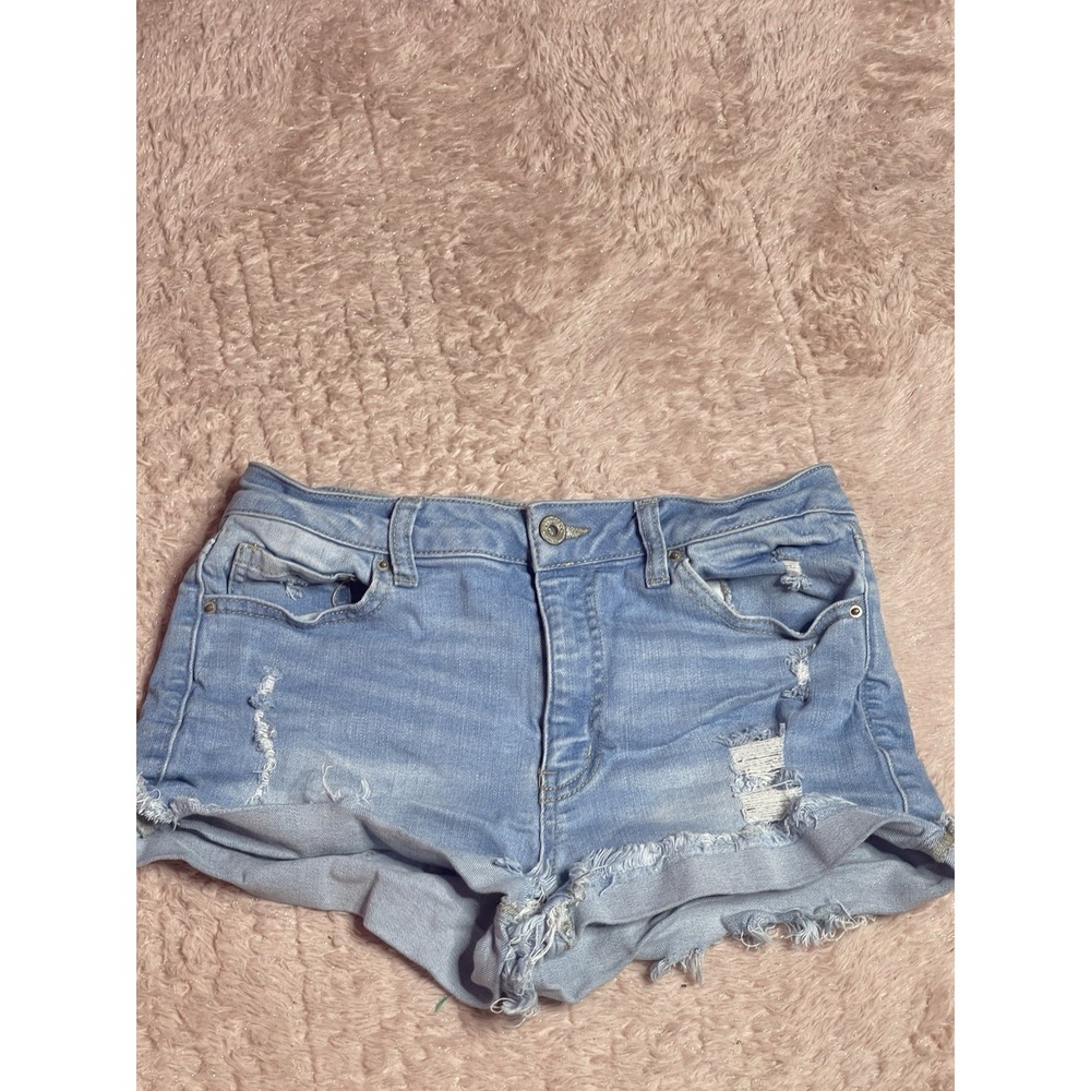 Wax Jeans Distressed‎ Shorts Frayed Legs Light Wash Size M Pre-Owned Bin12